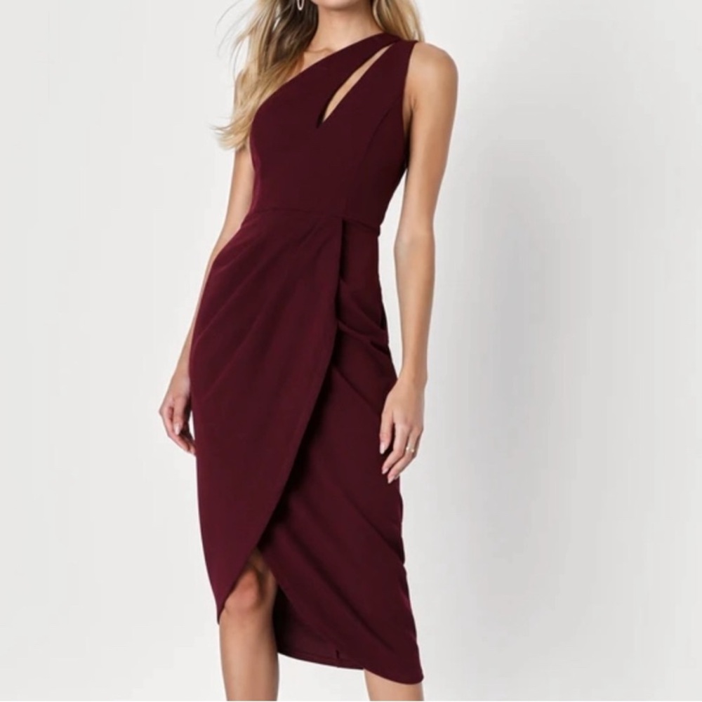 Lulu's Red Asymmetrical One-Shoulder Cocktail Dress